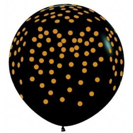 Globo barato negro confeti pintado oro 90 cm
