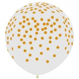 Globo barato transparente confeti pintado oro 90 cm