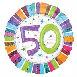 Globo 50 cumpleaños colores holografico 18  45 cm