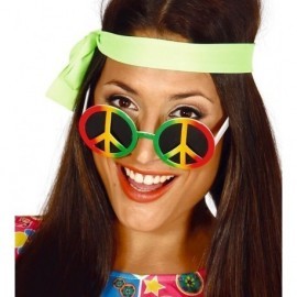 Gafas hippie simbolo paz multicolor años 60