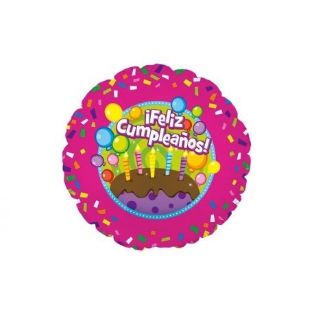 Globo feliz cumpleaños tarta 18 foil helio o aire